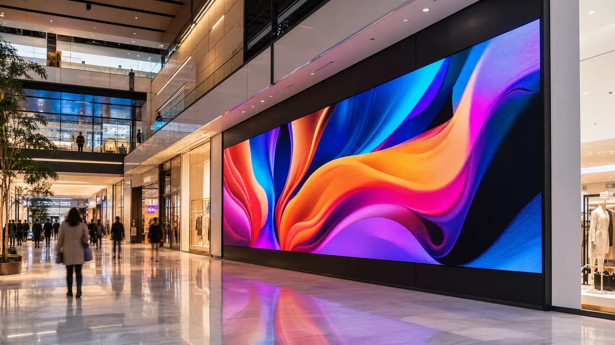 Typical digital signage wall — illustrative scene